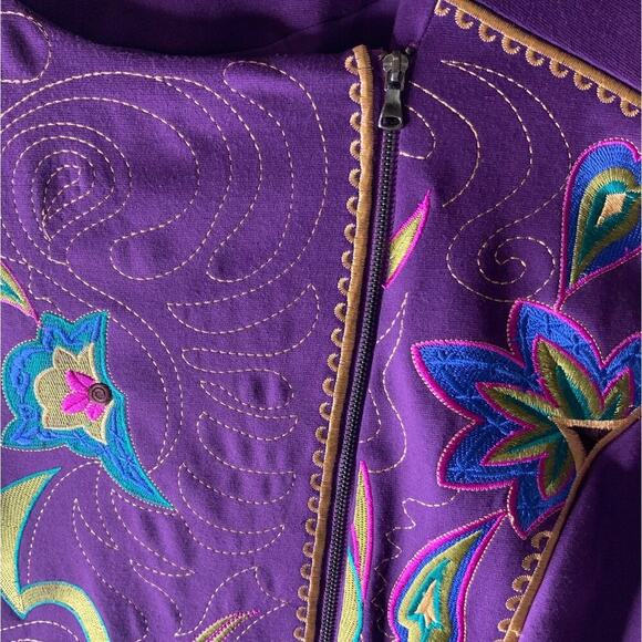 Vintage Anthony Blazer Womens 3X Long Sleeve Asymmetric Zip Flower Embroidered - Picture 7 of 10